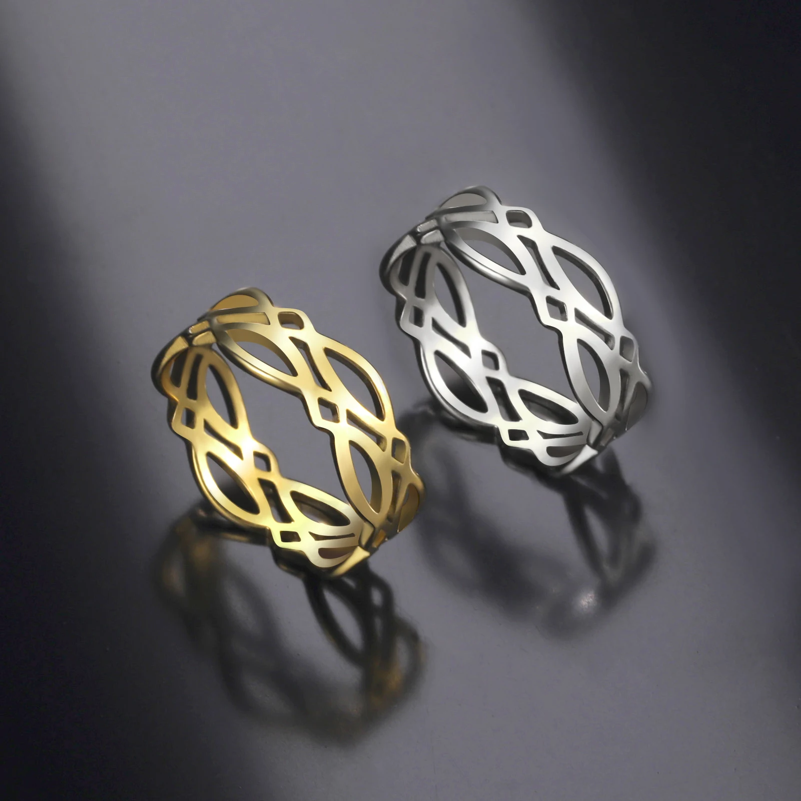 Lucktune Einfache Meereswellen-Ringe für Frauen, Edelstahl, trendige geometrische Ozean-Surf-Fingerringe, Schmuck, Hochzeit, Muttergeschenke – Detail 33