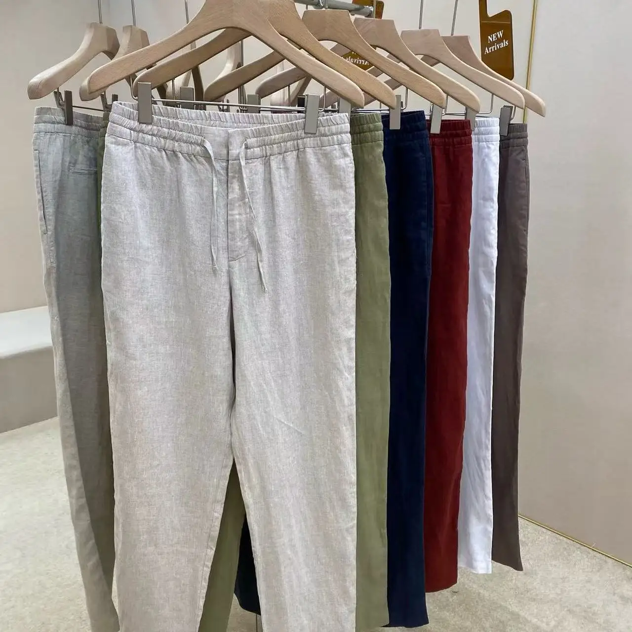 

BC Италия, летние новые модные льняные повседневные брюки, мужские прямые брюки в стиле старых денег с эластичной резинкой на талии и шнурком