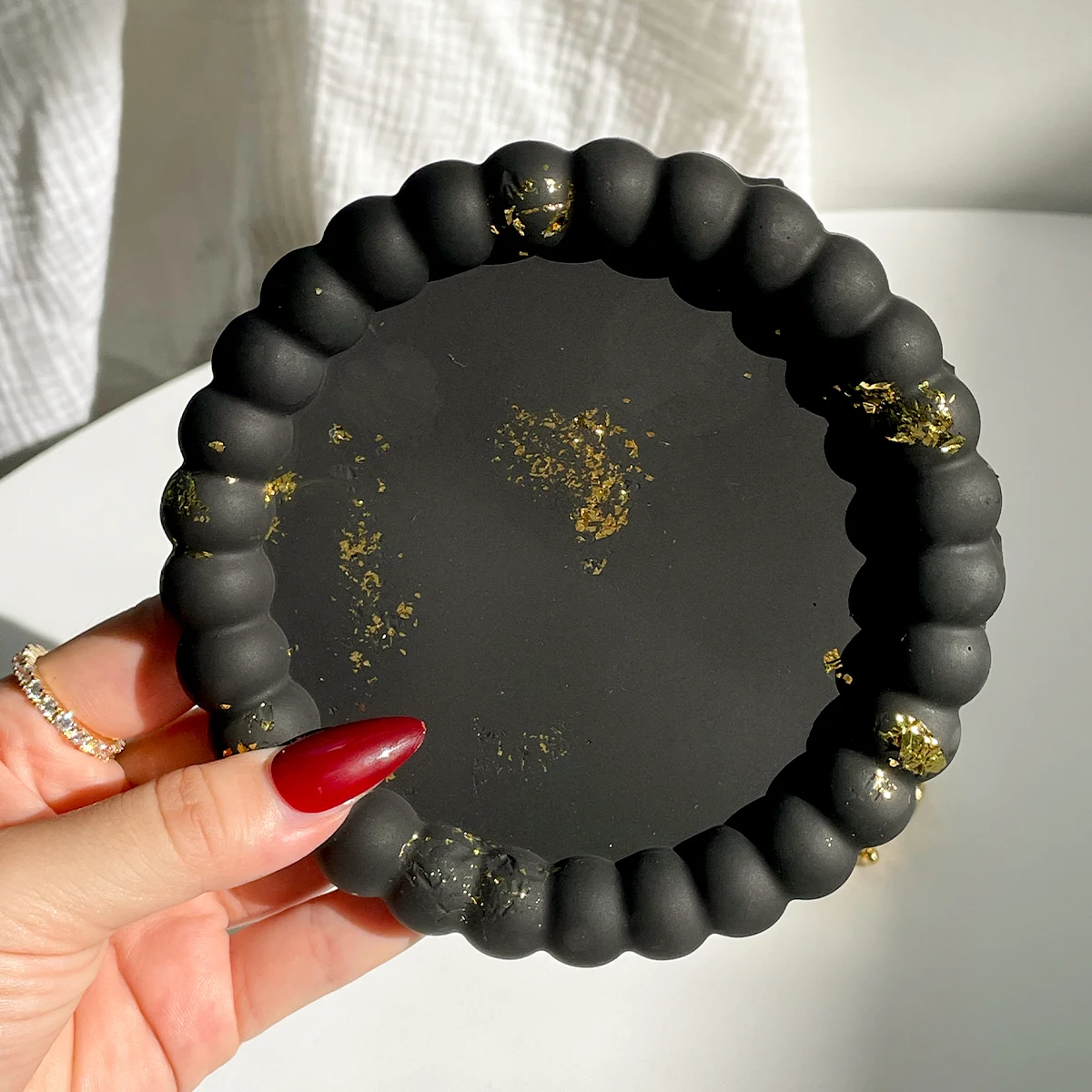 Bubble Lace Coaster Silicone Mold DIY Nordic Jewelry Display Plate Craft Gift Making Plaster Epoxy Resin Storage Tray Molds view 5