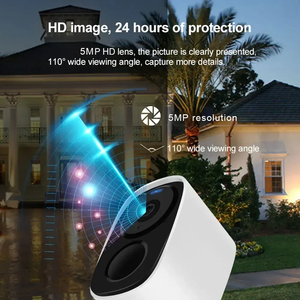 WiFi IP Camera Solar Panel Battery Powered Wireless Outdoor Security Camera 5MP HD CCTV Video Surveillance PIR Human Detection