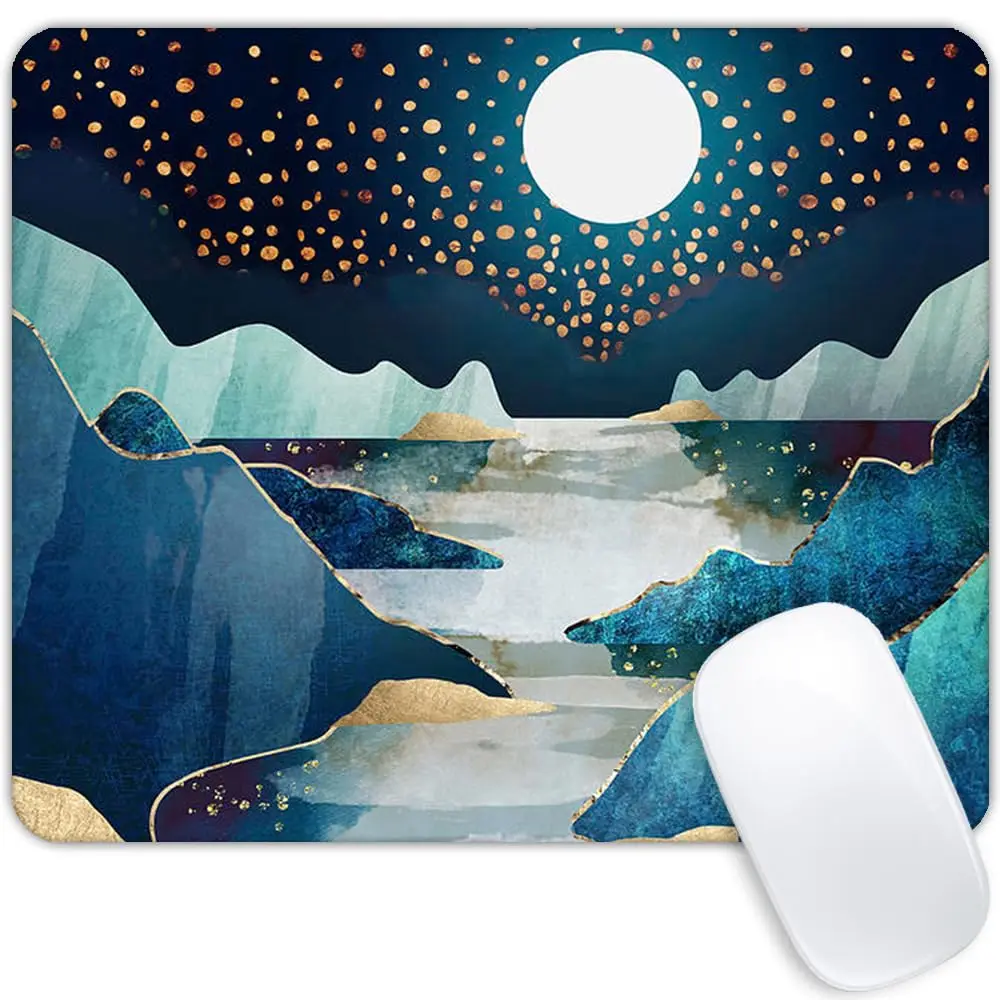 

Vintage Mountain Moon Printing Lock Edge Gaming Mousepad Gamer Mouse Mat Keyboard Mats Desk Pad Mousepads 22x18cm