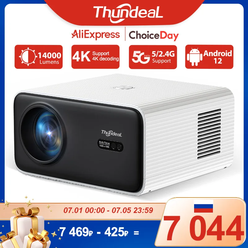 Портативный проектор Full HD ThundeaL TD85W TD85SE Проектор луча Android WiFi Домашний кинотеатр Мини-проектор TD85 2K 4K Видеофильм