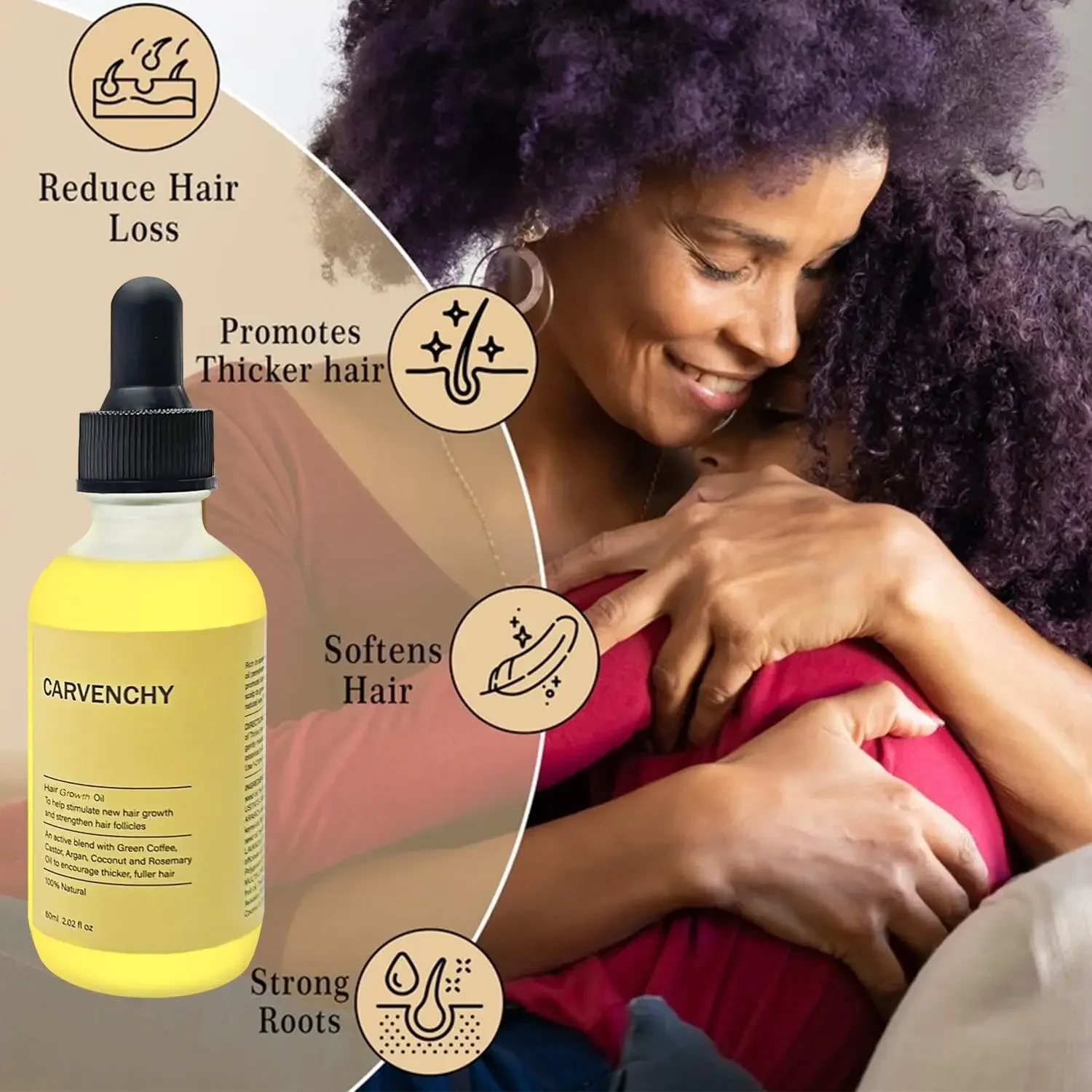 Veganic Natural Hair Growth Oil, Eficiente, Anti Hair Loss, Nutritivo Óleo Essencial, Estimular, Espessamento para Reparação de Cabelos Danificados