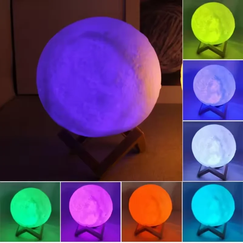 Moon Color Lamp 1/2/4PCS LED Night Light Battery Powered with Stand Starry Lamp Bedroom Decor Night Lights Kids Gift Moon Lamp