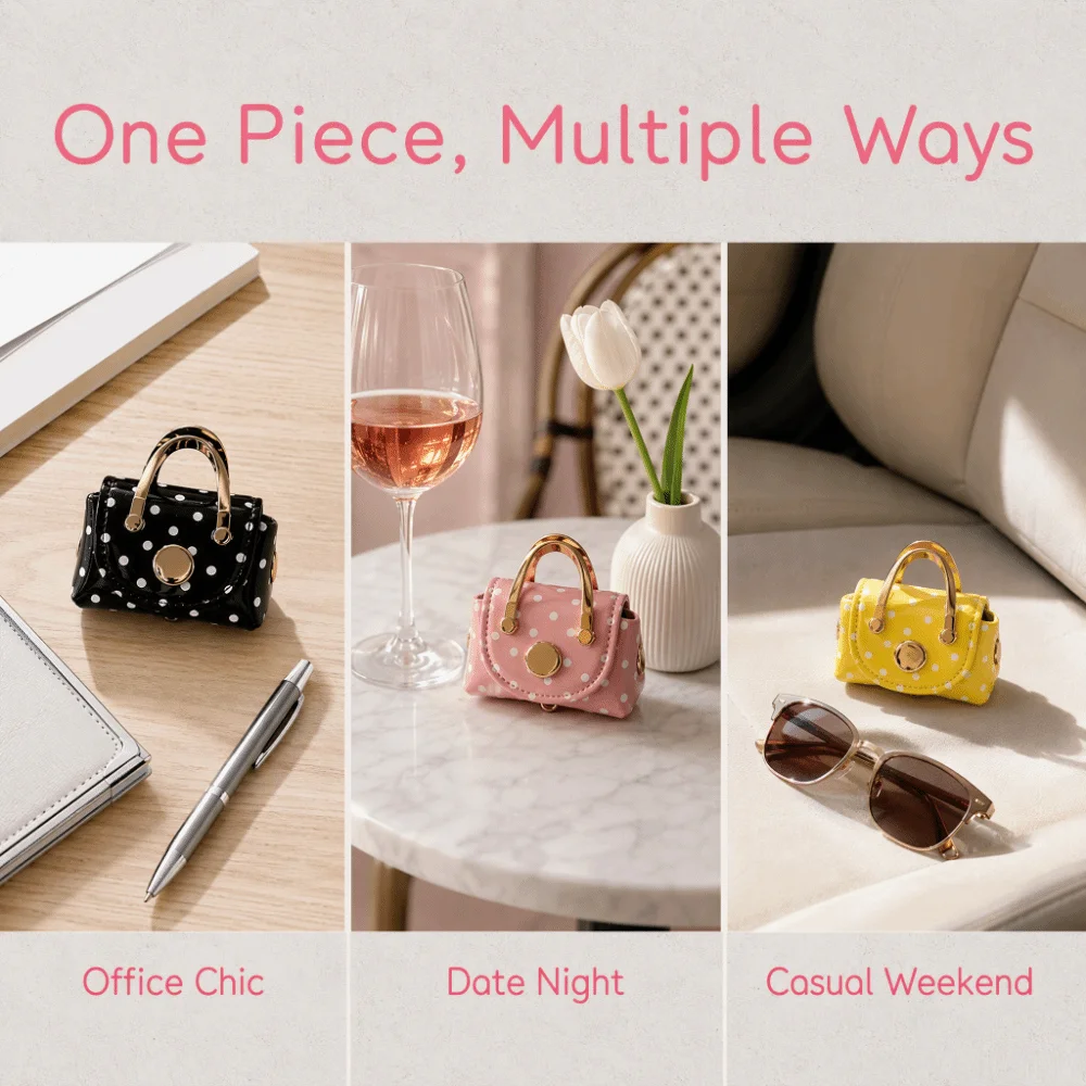 Fashionable Vintage Style Polka Dot Coin Purse Macaron Color Lightweigh Mini Wallet Versatile Portable Bag Pendant Charm Women