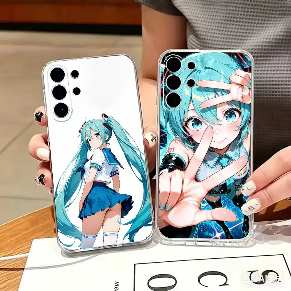 H-hatsune M-miku  Clear TPU Soft Case Phone Case For Samsung S 25,24,23,22,30,21,10,9,Ultra,Plus,Lite,FE,4,5 G