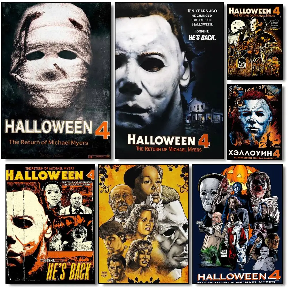 H-Halloween 4 The Return of Michael Myers Poster Modern Aesthetic Wall Art | Stylish Bedroom Home Decor & Unique Gift Ideas