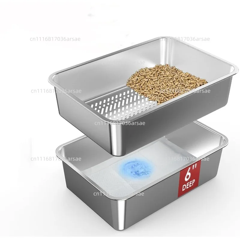 Cross-Border Oversized Stainless Steel Cat Box Screening Feature Pet Supplies Cleaning Tool For Cat Accessory