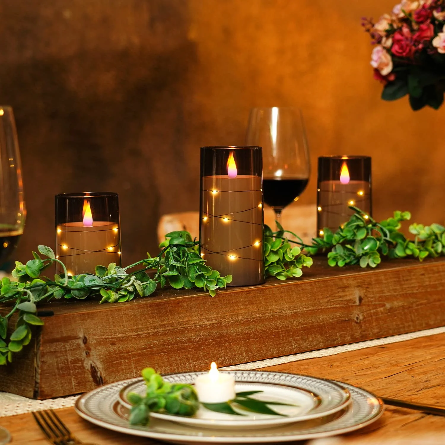 3Pcs Flickering Flameless Candles Battery Operated Candles LED Candles with Remote Timer for Home/Wedding/Birthday/Holiday Decor