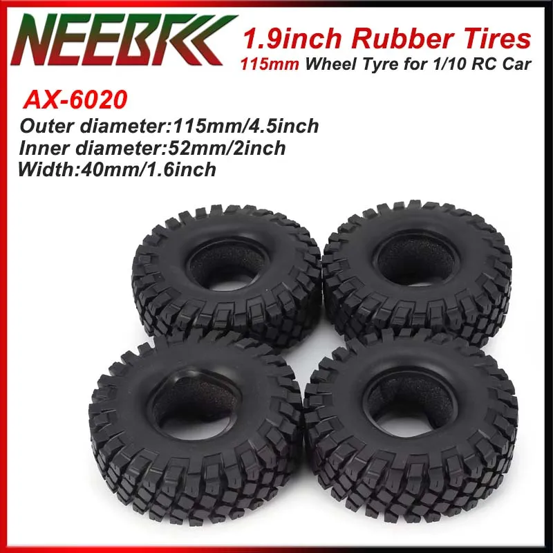 

4PCS 1.9 Inch Rubber Tires 115mm Skidproof Wheel Tyre for 1/10 Off-Road RC Crawler Car Model Traxxas TRX-4 SCX10 RC4D90 Parts