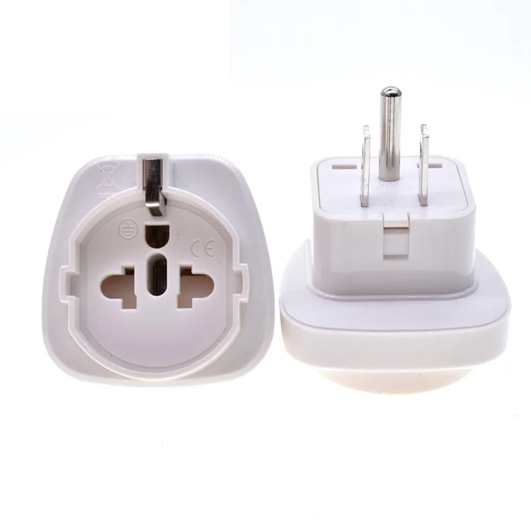 American standard one round two flat pin 2P+E ground type embedded EU region converter plug CE