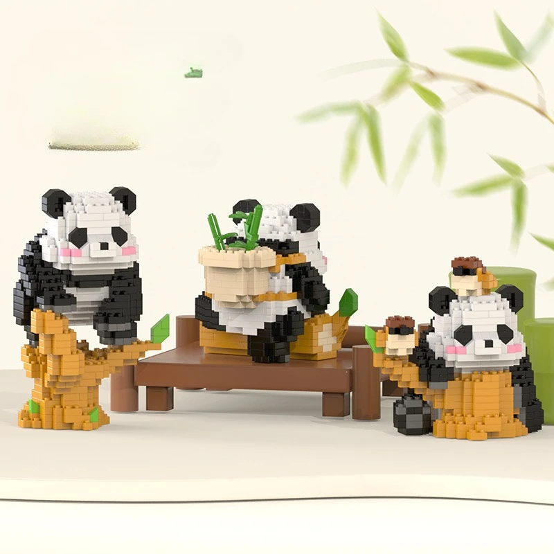 50 cute panda DIY assembled small particle desktop decorative ornament gifts