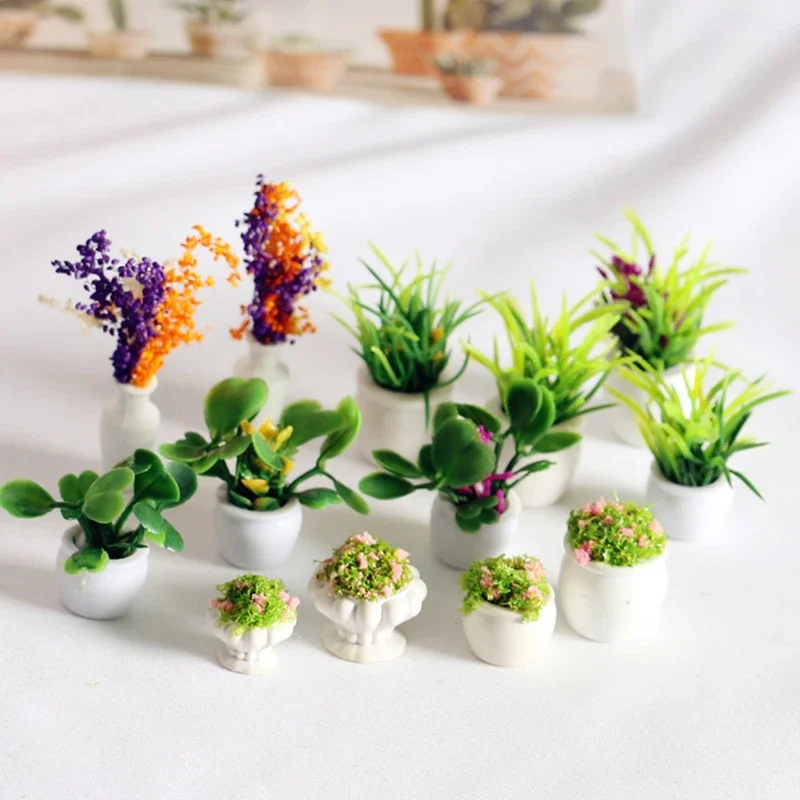 Mini modelli di vasi da fiori decorativi da 5 pezzi per migliorare la casa delle bambole, divertenti mobili di simulazione in miniatura