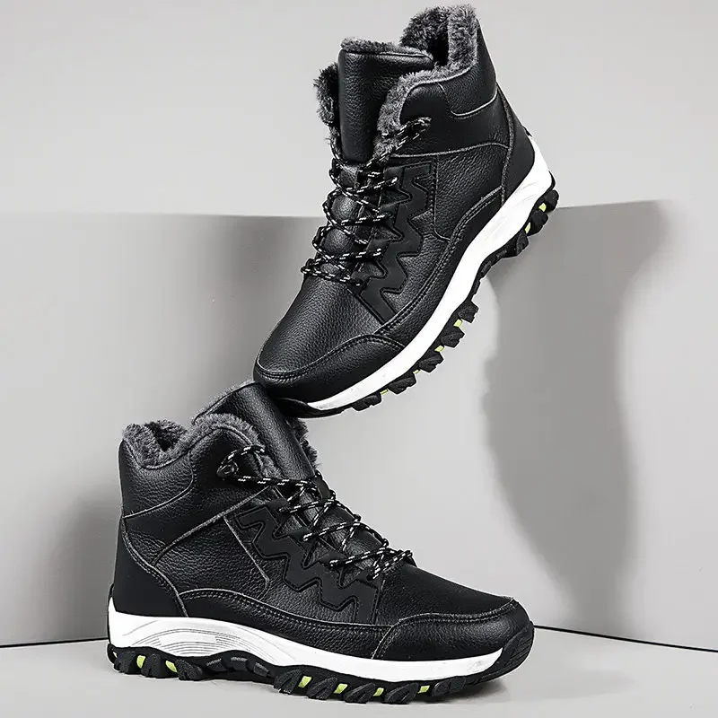 Men's 2025 Winter High Top Sports Shoes Thermal Insulation Snow Boots Fleece Lined Thickened Non Slip Sole Cotton Padded​