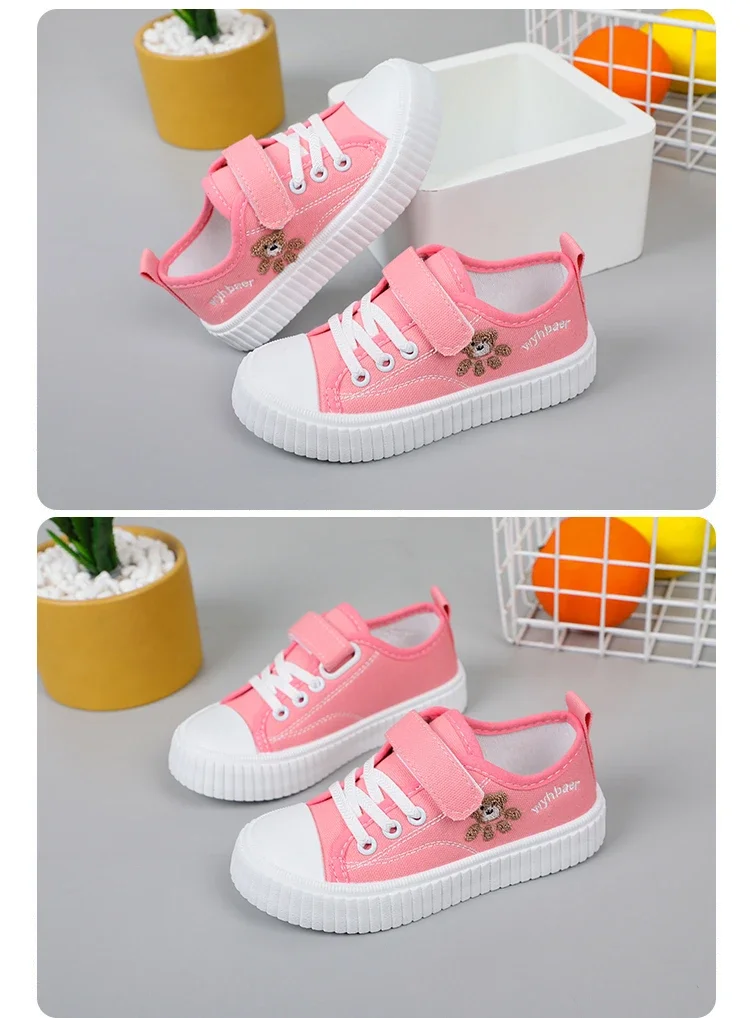 Kinder Segeltuchschuhe Frühling Herbst Weiße Stickerei Cartoon Jungen und Mädchen Einzelschuhe Rosa Weiche rutschfeste Kinder Freizeitschuhe – Detail 15