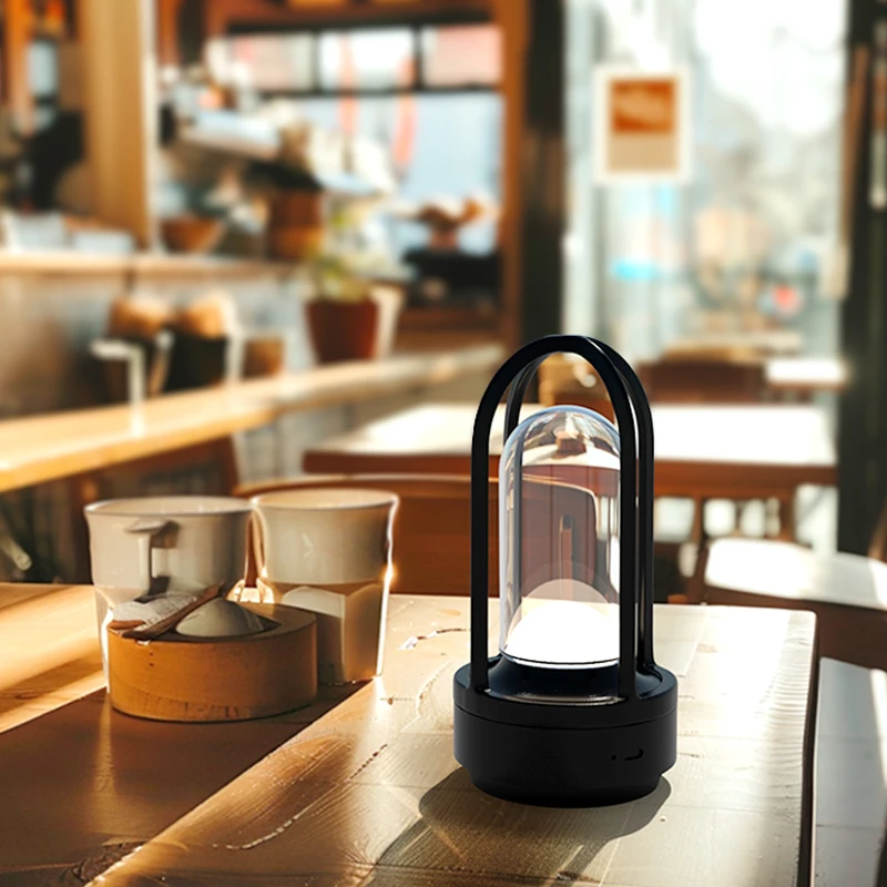 1 lampe de table en cristal à gradation continue - Lampe d'ambiance LED rétro tricolore avec chargeur USB, lampe de marché de nuit de style camping en plein air + lampe décorative de table de chevet de bar, lampe créative portable intérieure et extérieure