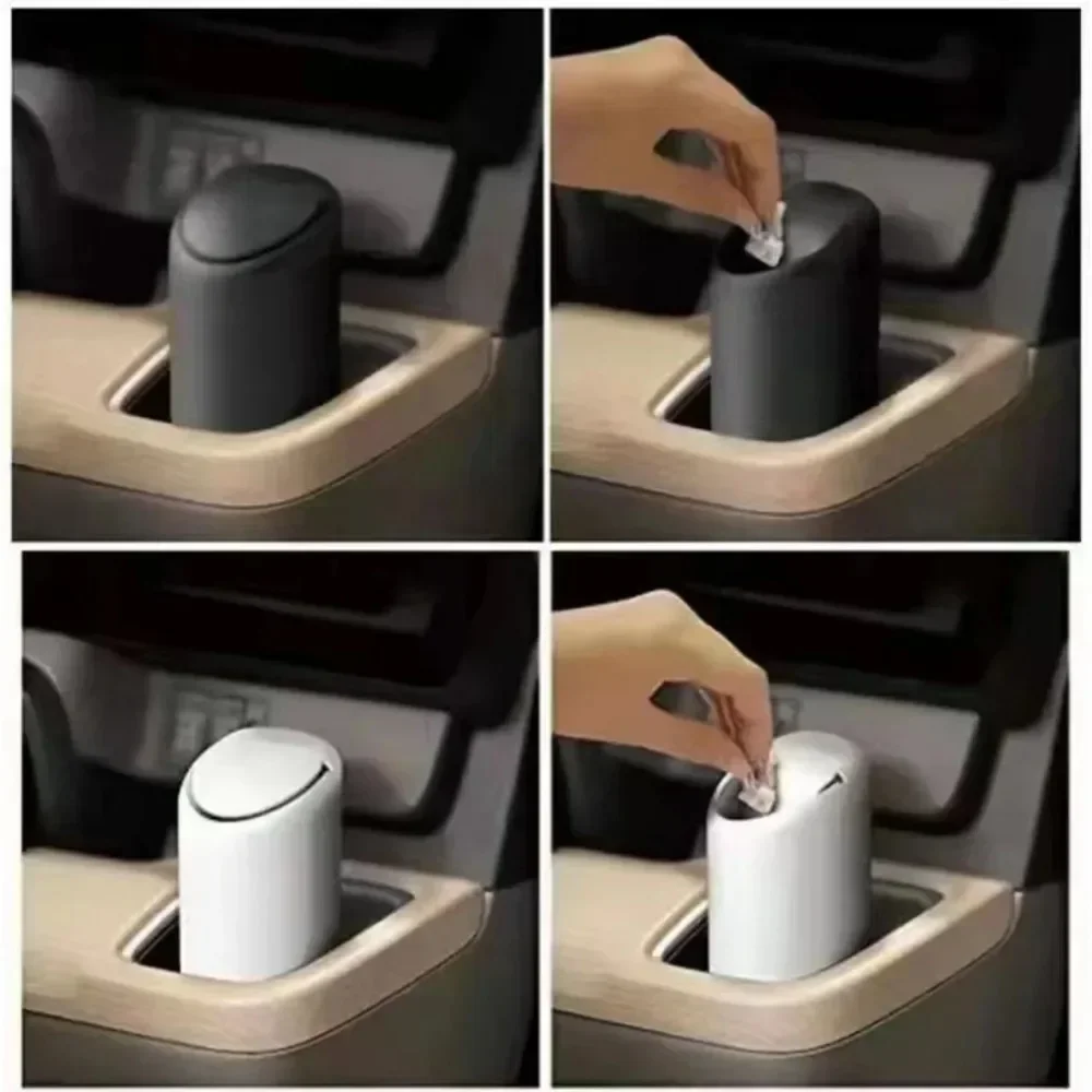 Silicone ABS Car Garbage Can Auto Press Type Trash Dust Case Rubbish Organizer Storage Box Car Interior Accessories Car Trash