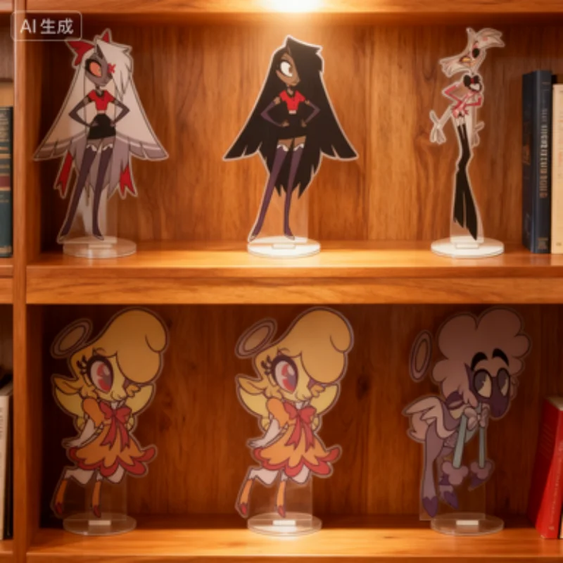 

Hazbin Hotel Cartoon Anime Cosplay Figure Charlie Morningstar Alastor Husk Desktop Decoration HD Acrylic stand standing gift15CM