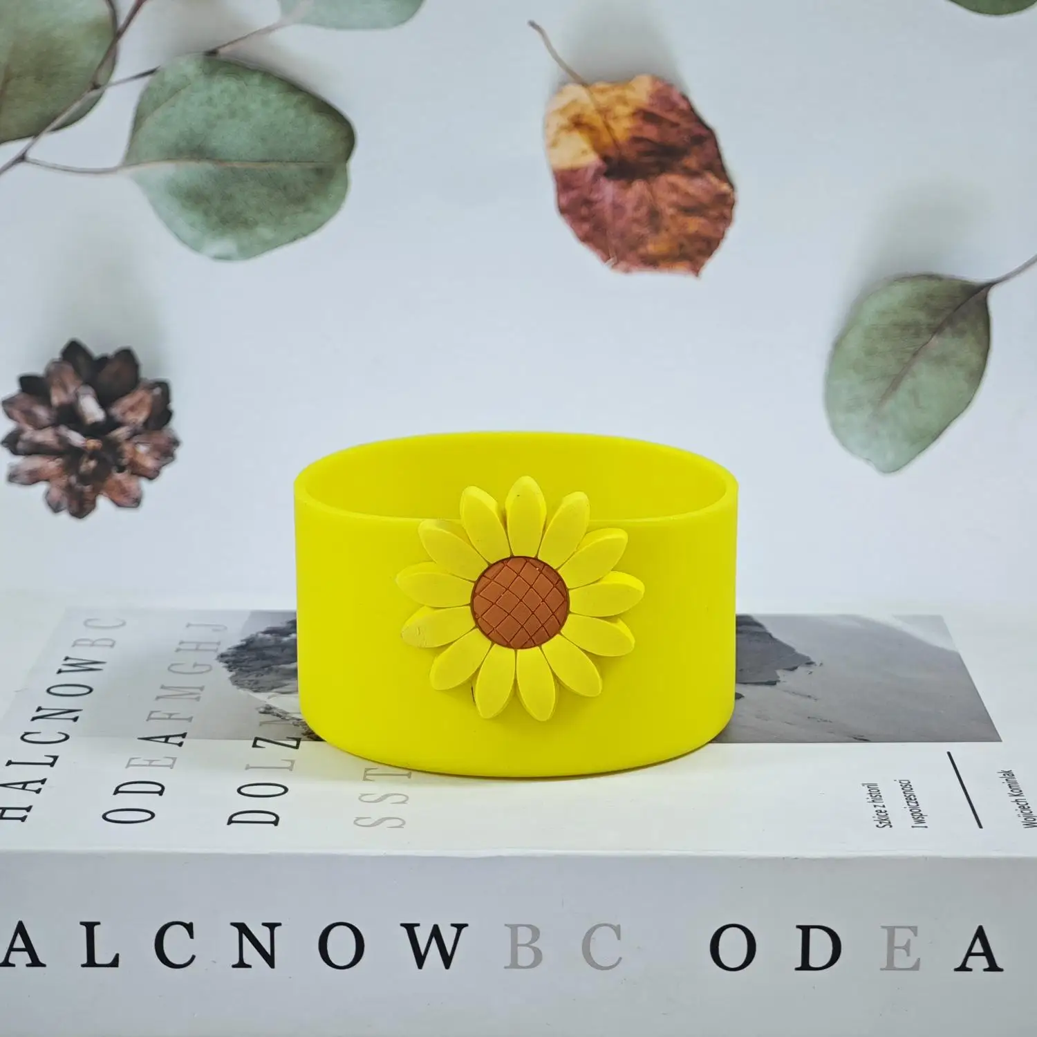 Sunflower Decorated Silicone Cup Sleeve Approx 7.5cm Stanley Cup Accessory Protective Cover New Arrival Cross-Border