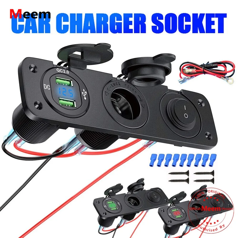 

12V Car Cigarette Lighter Socket Dual USB Charger Power Adapter Splitter Outlet