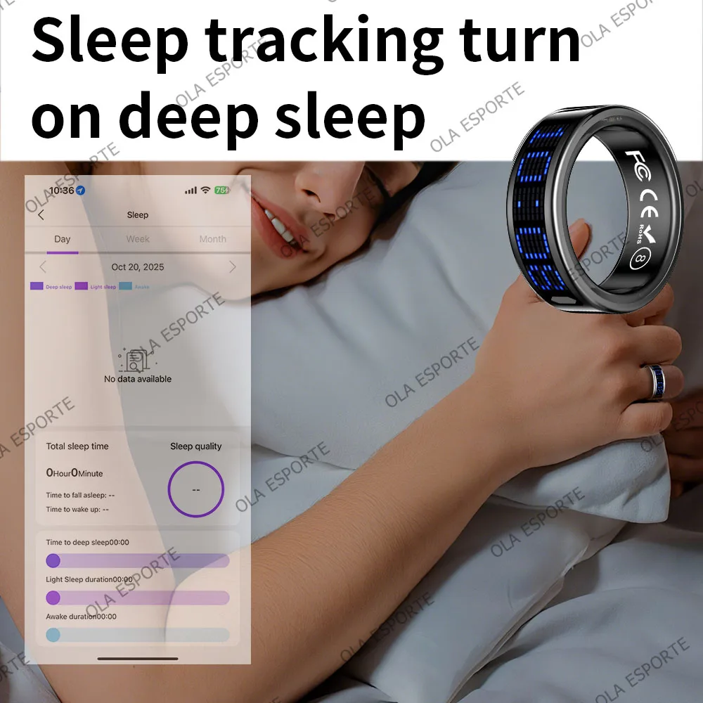 2025 Smart Ring Mannen Vrouwen LED Dynamisch Scherm Hartslag Bloed Zuurstof Monitoring 5 ATM Waterdicht Multi Sportmodi Geschenken