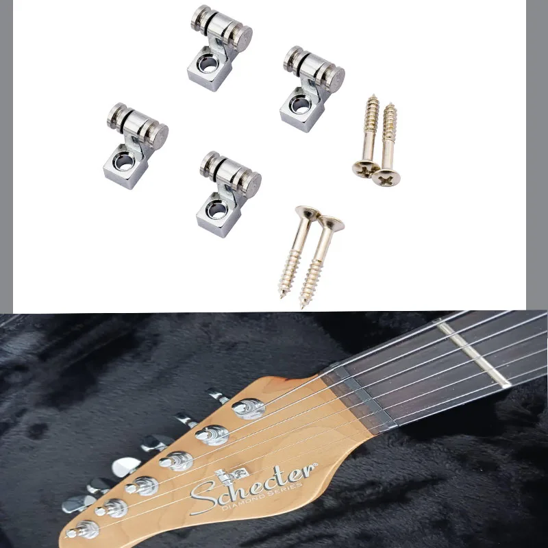 4 Uds guitarra eléctrica rodillo cromado cuerda árboles retenedor montaje guías de árbol para Fender Stratocaster Tele Telecaster