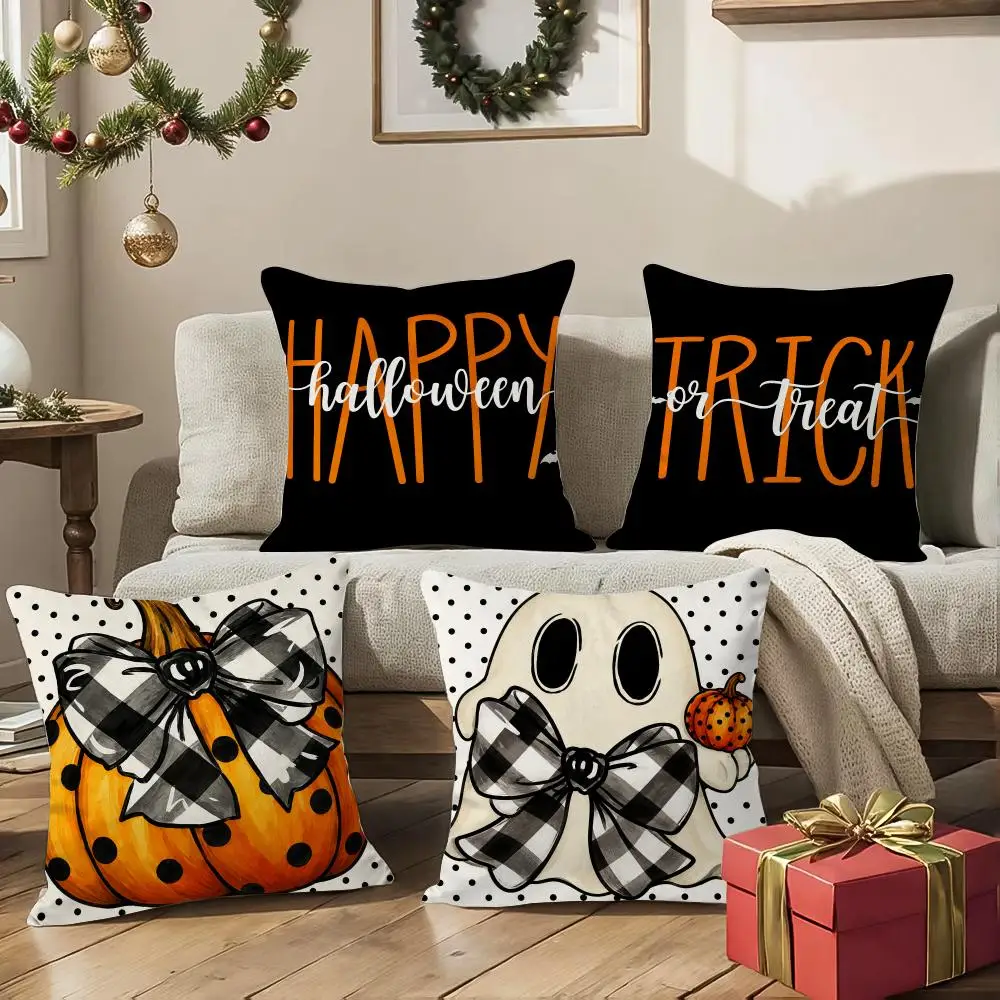Midnight Spooky Parade Cushion Cover 1/4Pcs Soft Plush Cushion Case Throw Pillowcase Cozy Home Sofa Bed Living Room Decor