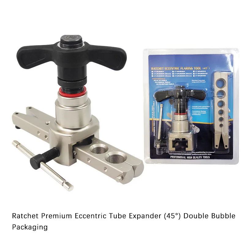 

CT-RN806 45 Degree Ratchet Fine Eccentric Tube Expander Crooked Head Top Rolling Type Flaring Tool 2 Piece Set