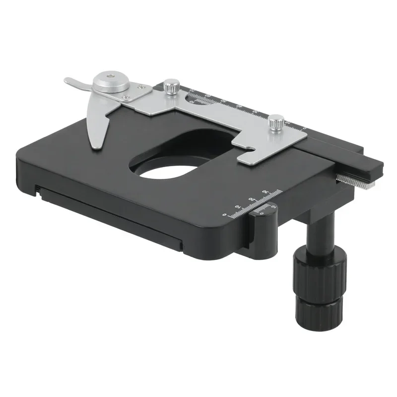 XY Axis Metal Mechanical Stage Mobile Platform with Scale for Biological Microscope Slide Specimen Moving Clamp