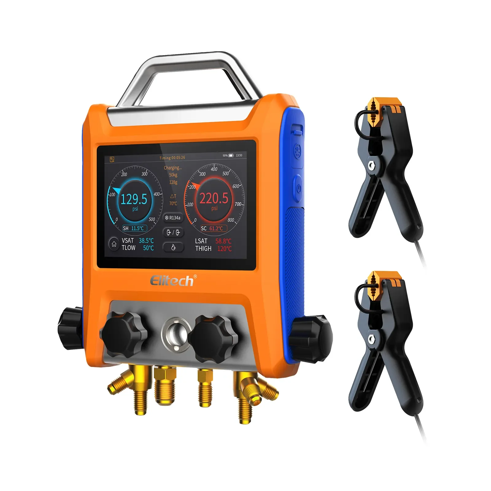 Elitech EMG-40V Inteligentny 4-zaworowy zestaw kolektora cyfrowego z 5-calowym inteligentnym ekranem dotykowym Wskaźnik HVAC z Bluetooth