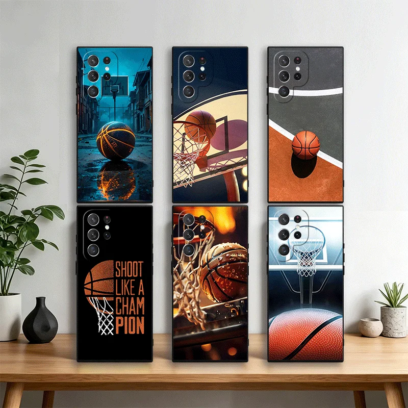 Basketball Basket Sports Phone Case Cover for Samsung Galaxy S22 S23 Plus S24 FE S25 Edge S26 Ultra S20 S21 + Black Soft Shell