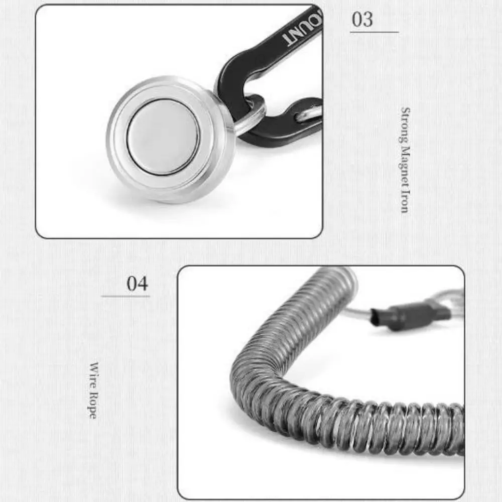 Stainless Steel Outdoor Magnetic Buckle Fast Buckle With Coiled Lanyard Retractable Rope Rope Accessories Metal Steel Wire Rope