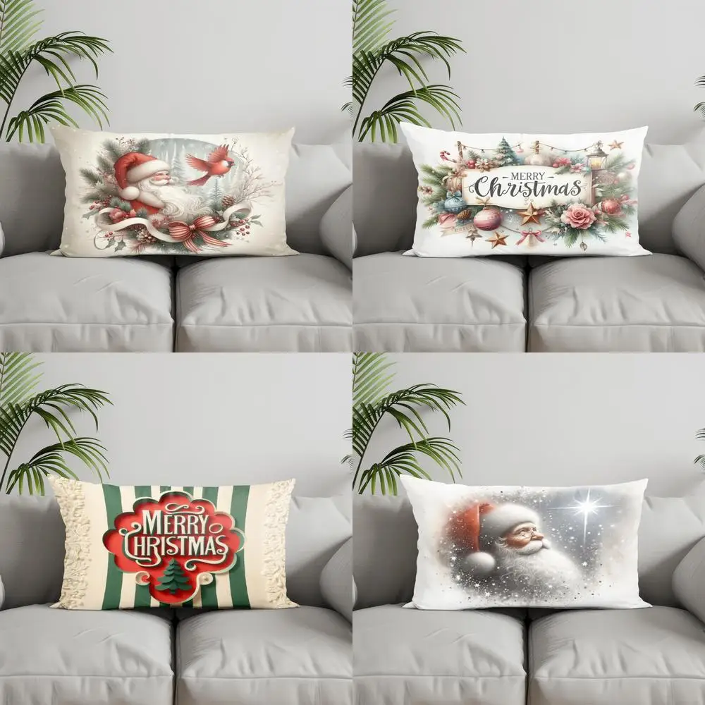 ديكور المنزل وسادة عيد الميلاد سانتا وكاردينال مناسبة لغرفة النوم وغطاء وسادة السيارة وسادة خلفية مستطيلة #1
