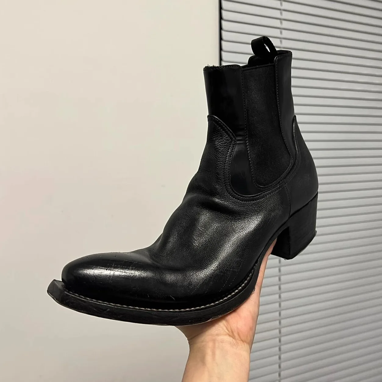 

Thi Sole Chelsea Boots Winter Warm Fce arp Toe Casual Sle Men's Boots High Top Booties for Men And Women