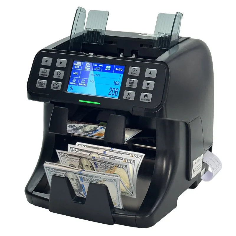 

T-450 Foreign Currency Detector with Built-in Printer Multi-National Currency Banknote Counting Machine Touch Screen Interface