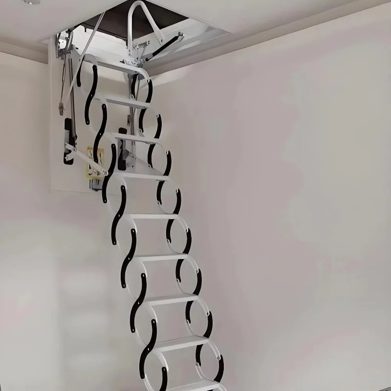 【Best-selling】2026 Electric Indoor Modern Durable Attic Folding Ladder Remote Control Telescopic Retractable Loft Stairs Aluminu