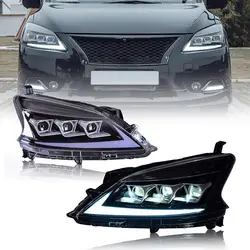 LED Headlights For Nissan Sylphy/Sentra/Pulsar 2012 2013 2014 2015 3 Beam Sequential Blue Animation Lamp