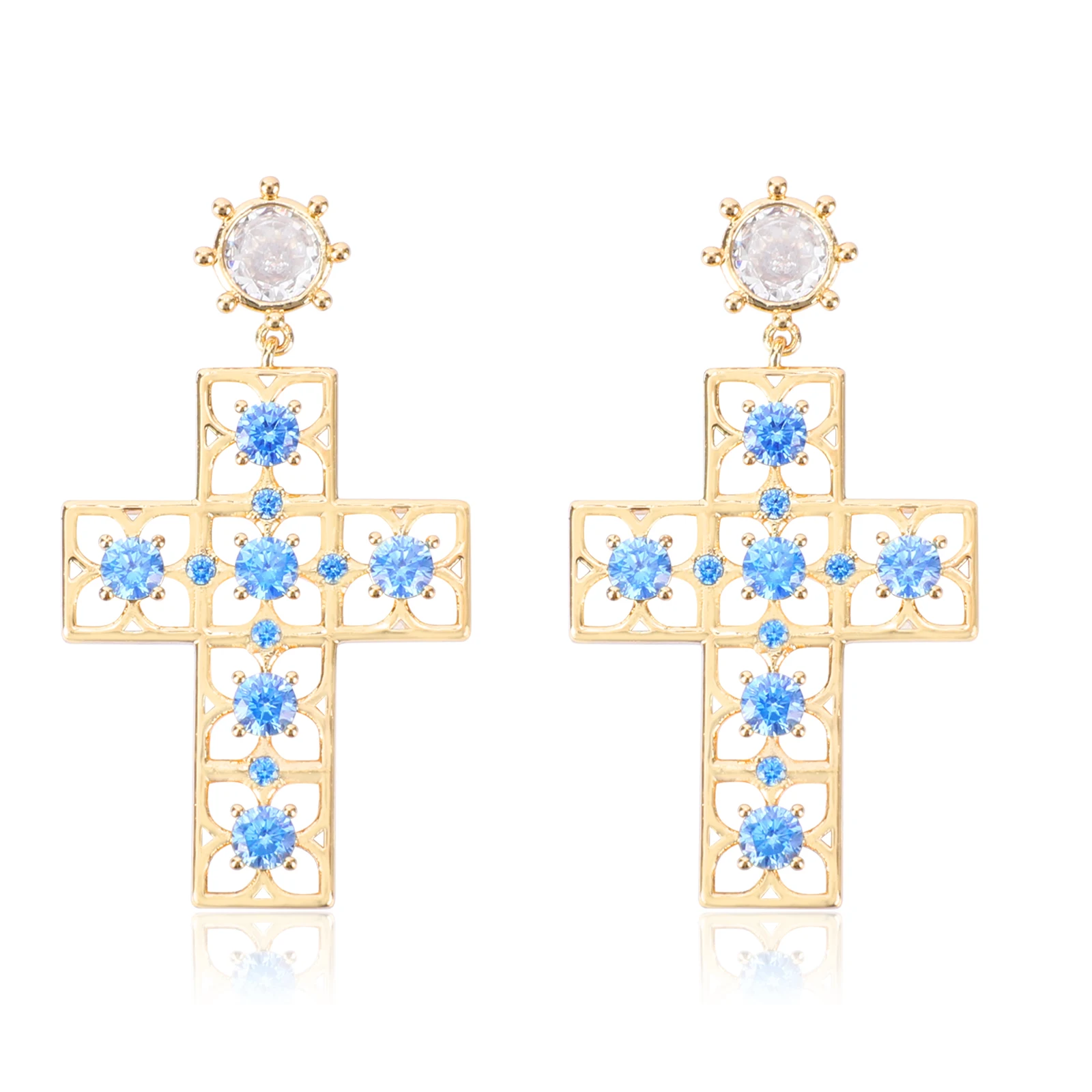 

Chicgrowth Cross Earrings for Women Fashion Jewellery for Ladies Girls Trendy Jewelry Luxury Zirconia Drop Earrings for Women