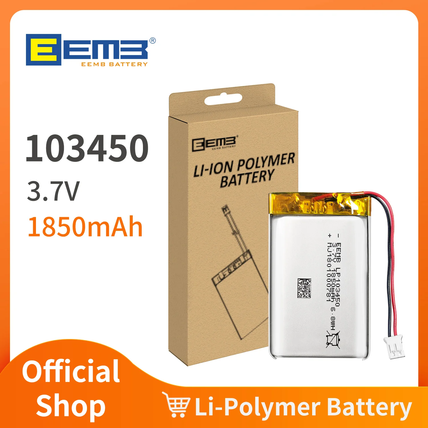 EEMB 1~10PCS 103450 3.7V Battery 1850mAh Rechargeable Lithium Polymer Battery For massage device battery LP103450