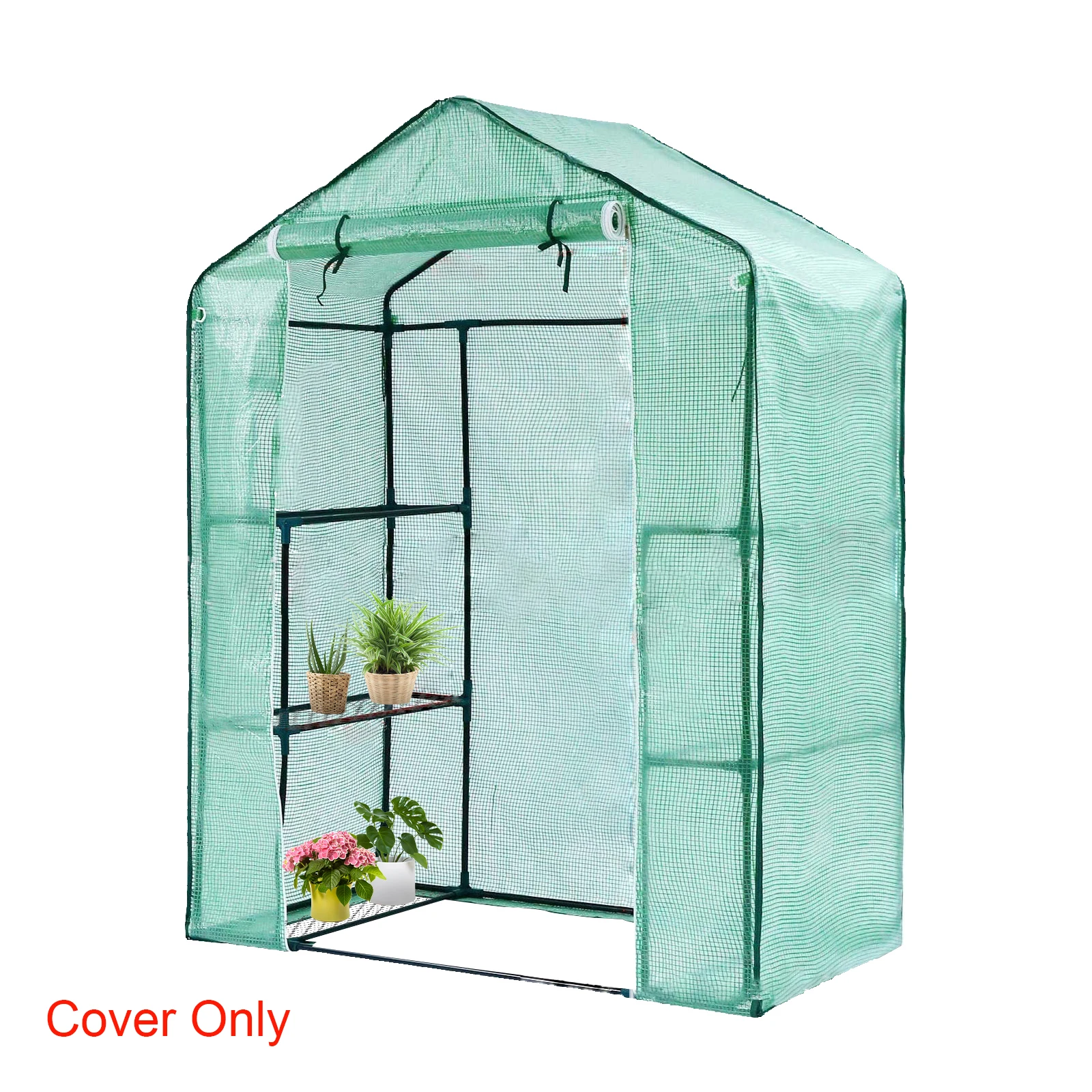 

Mini Greenhouses PE Garden Walk In Greenhouse Cover Plants Grow House Cover For Flowers Roll-up 143x73x195cm Cover Only