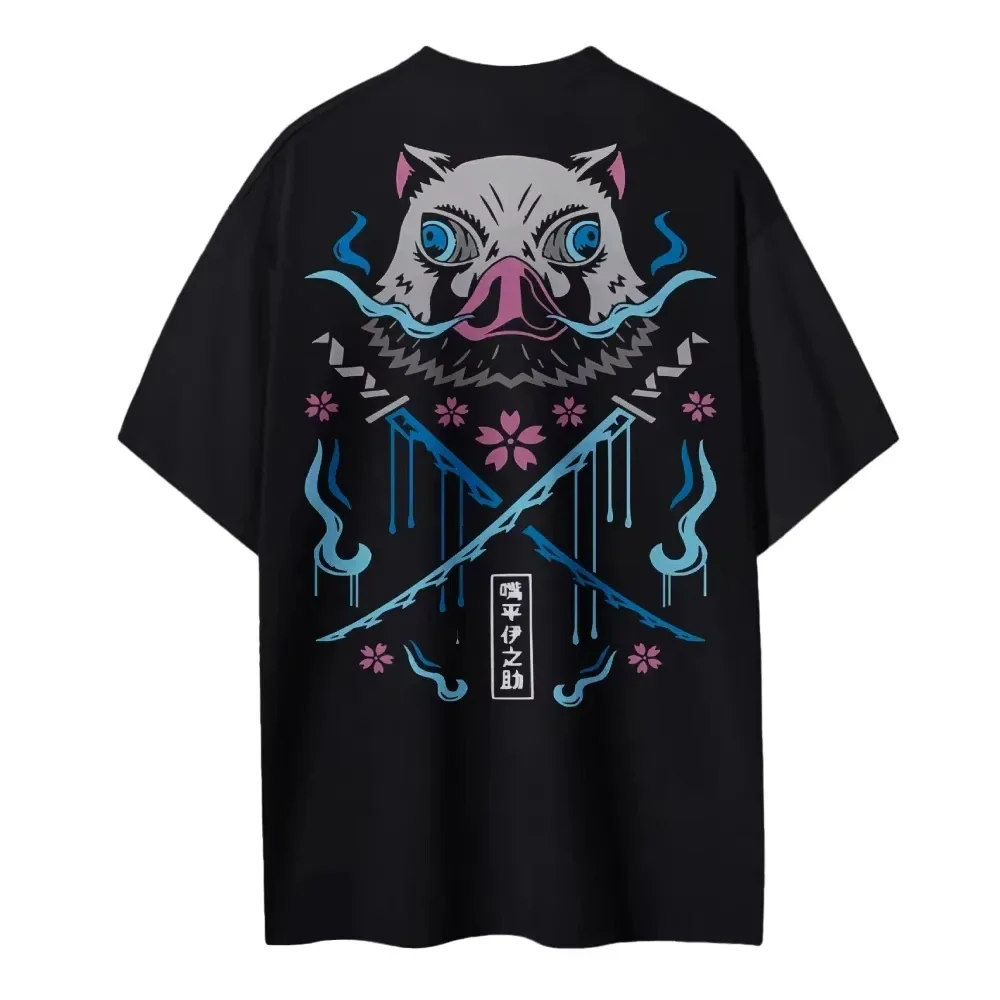 Demon Slaye Anime 2025 Summer Men's Harajuku T-Shirt Street Cool Printed Loose Fit Casual Outdoor Short Sleeve Parent Child Top