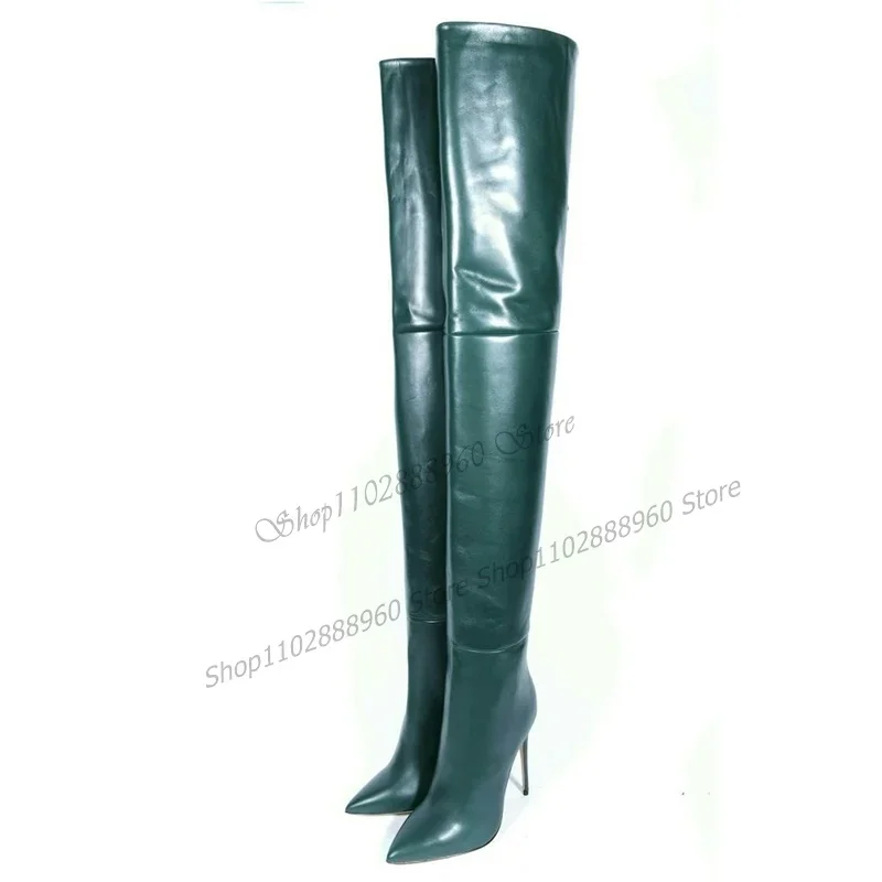 Over De Knie Effen Patchwork Big Size Laarzen Stiletto Hoge Hak Vrouwen Schoenen Terug Rits Puntschoen 2023 Zapatos Para Mujere