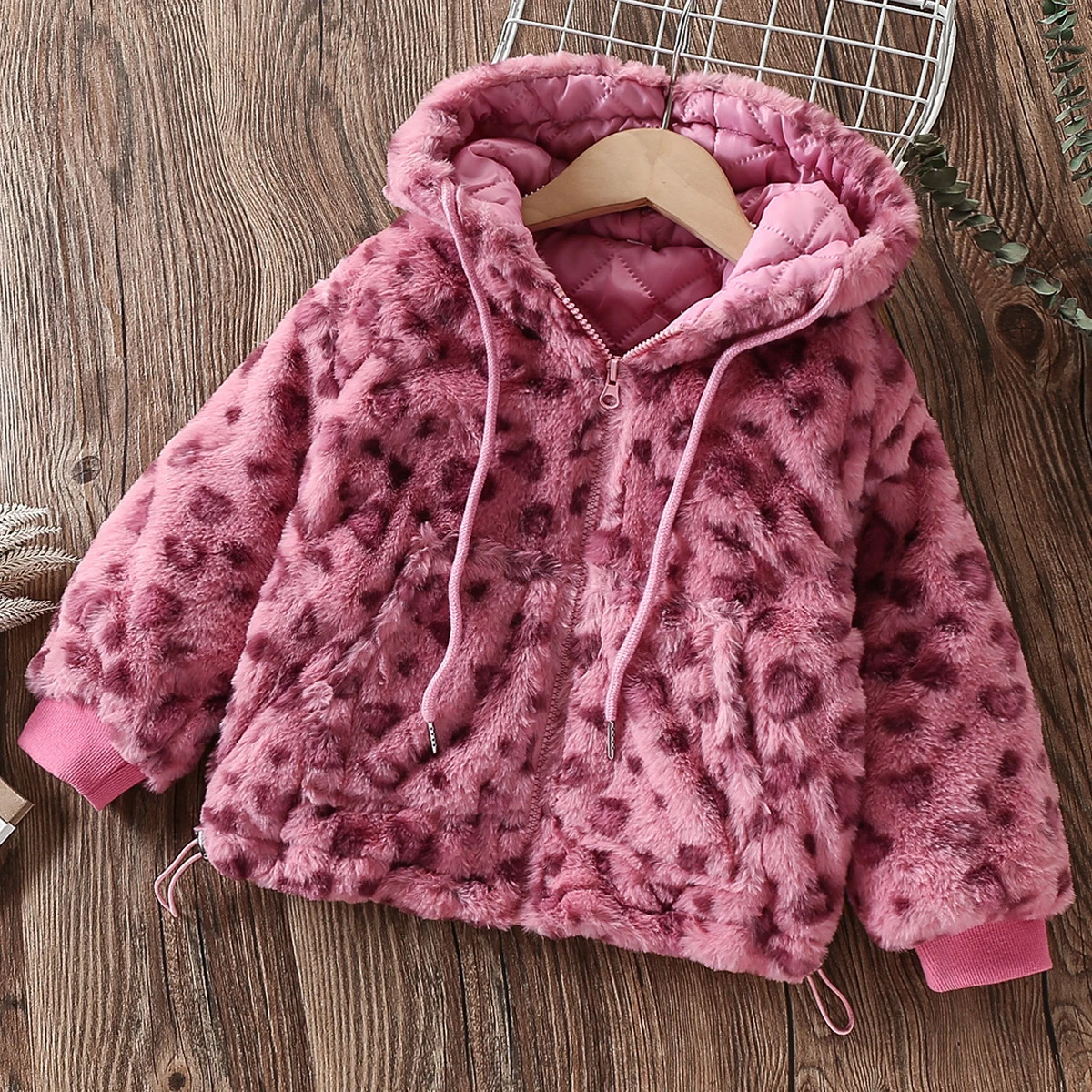 Kids Winter Jackets for Girls Outerwears Young Children Coats Warm Windbreak Costumes Leopard Print Baby Outfits 2 4 5 6 8 Years