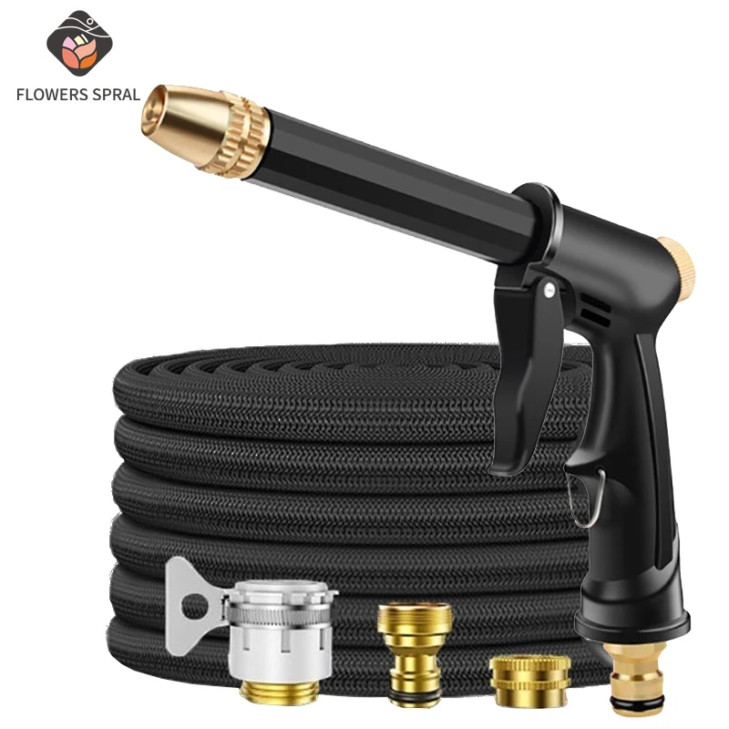 

Expandable Water Gun Hose Kit Magic TPE Reel With Adjustable Spray Pattern Water Gun For Garden Farm Irrigation And Car Washing