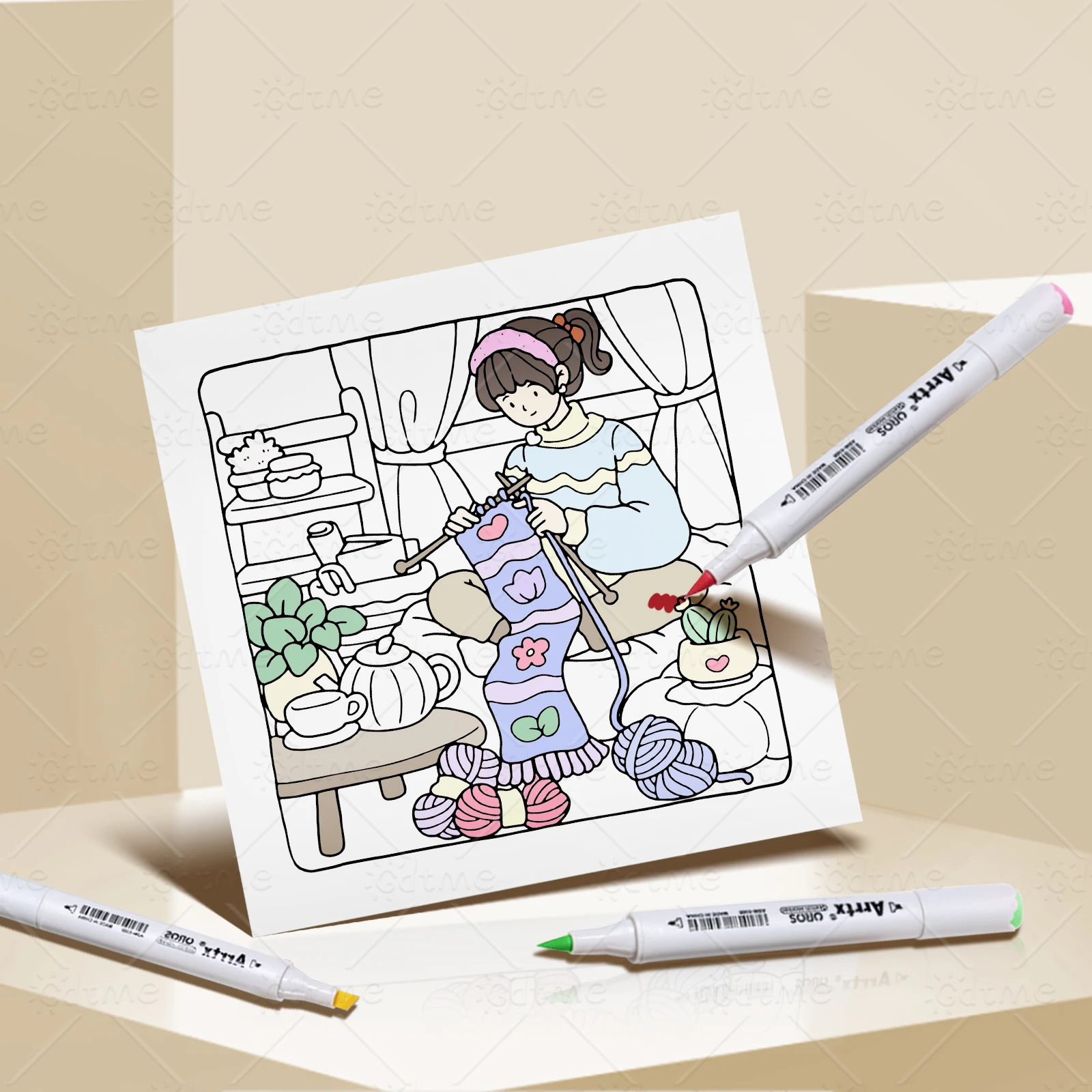 Libro para colorear de temporada acogedora para adultos con patrones de dibujos animados en negrita y fácil para relajarse, libros de dibujo de pintura DIY para niños