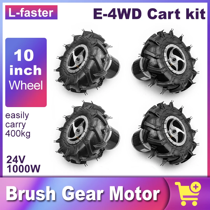 Motor Conversion Kit for Orchard Garden, Electric LawnMower Cart, L-faster DIY 4WD, 10in Wheel, Farm Tools, 1000W