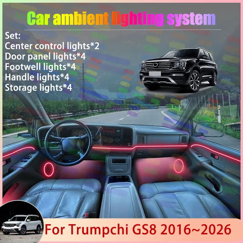 

For Trumpchi GS8 2016~2026 GAC GE MK1 2017 2018 2/24 in 1 Car Atmosphere Light Lamp RGB Shade Ensemble Streamer Atmosphere Set