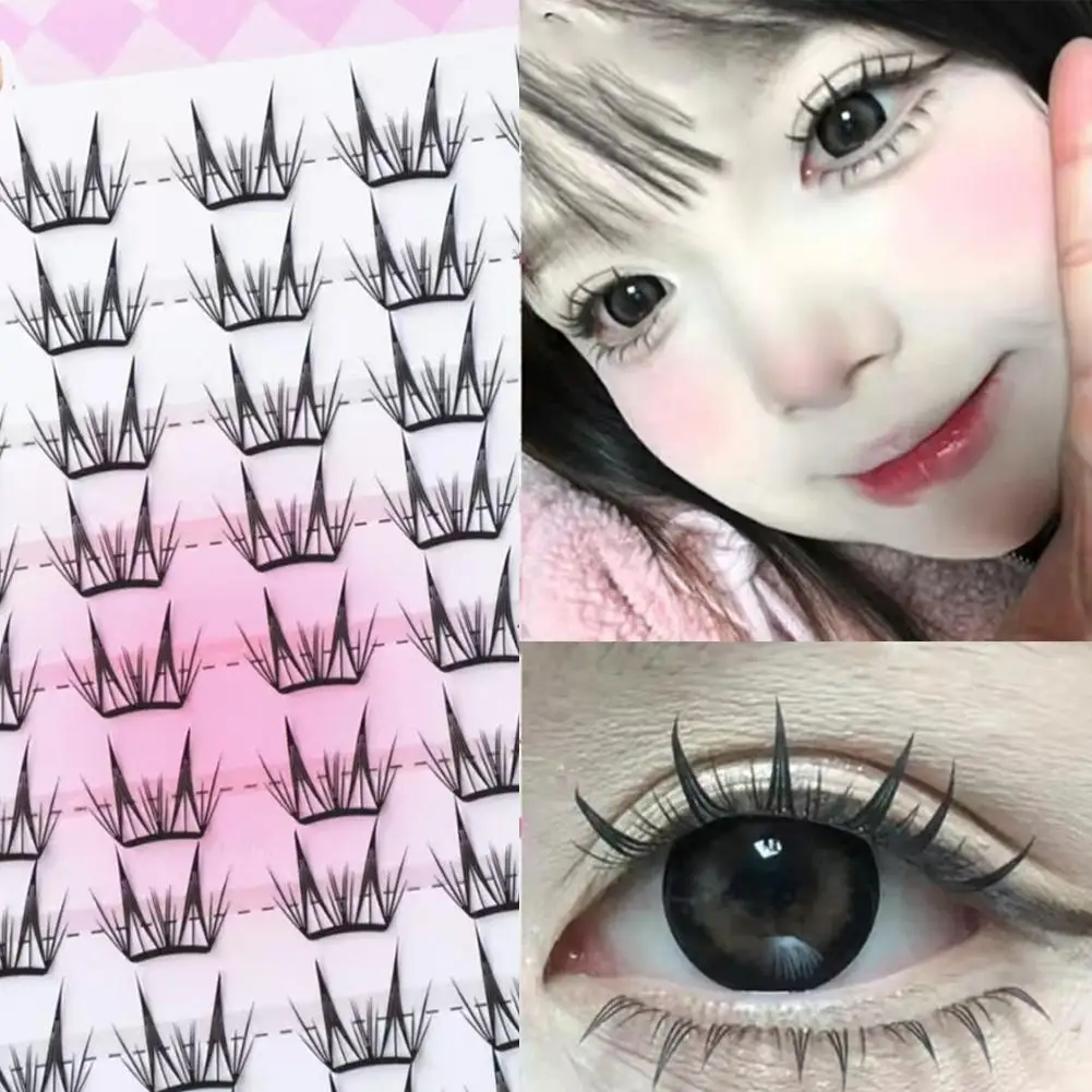 Ciglia finte senza colla Ciglia a grappolo morbide naturali Stile anime Curling Estensioni ciglia riutilizzabili lunghe e spesse Single-cluster