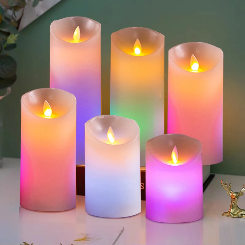 3Pcs Flameless Led Candle Light RGB Color Changing Remote Control Timer  Tea Lights for Home Wedding Party Christmas Decoration