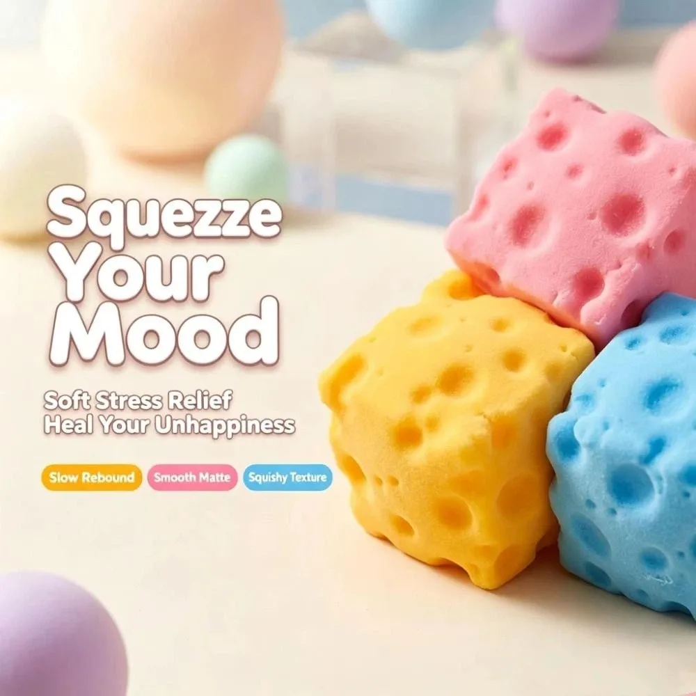 Moldable Cheese Squeezed Toy Super Soft Hand Relax Cheese Block Squishy Toy 3.5cm Comfortable Cheese Slow Rebound Toy